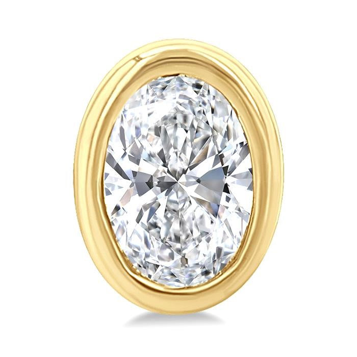 1/5 Ctw Petite Bezel Set Oval Cut Diamond Fashion Stud Earrings in 10K Yellow Gold