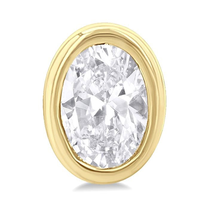 Oval Shape Bezel Set Petite Diamond Fashion Earrings
