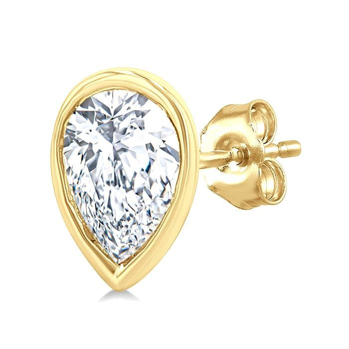 1/5 Ctw Petite Bezel Set Pear Cut Diamond Fashion Stud Earrings in 10K Yellow Gold