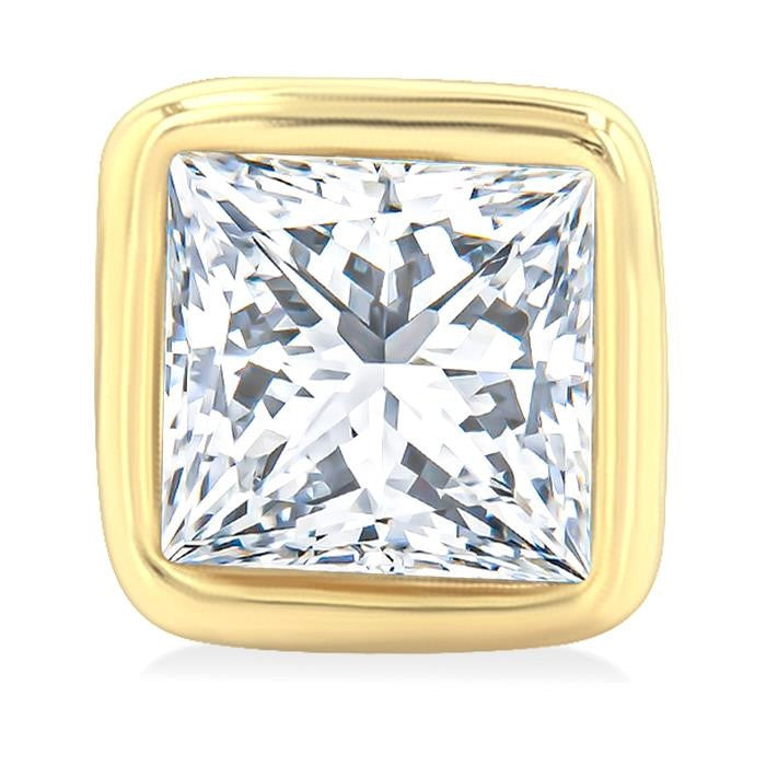 1/5 Ctw Petite Bezel Set Princess Cut Diamond Fashion Stud Earrings in 10K Yellow Gold