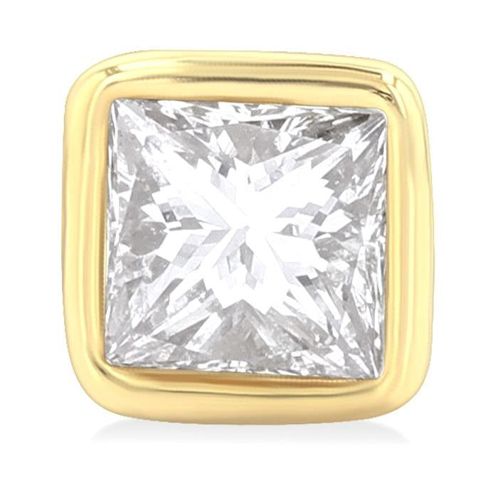 Princess Shape Bezel Set Petite Diamond Fashion Stud Earrings