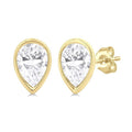 Pear Shape Bezel Set Petite Diamond Fashion Earrings