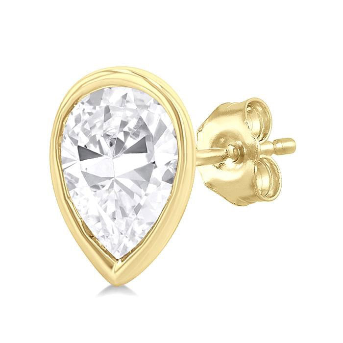Pear Shape Bezel Set Petite Diamond Fashion Earrings
