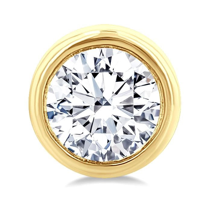 1/5 Ctw Petite Bezel Set Round Cut Diamond Fashion Stud Earrings in 10K Yellow Gold
