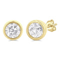 Round Shape Bezel Set Petite Diamond Fashion Earrings