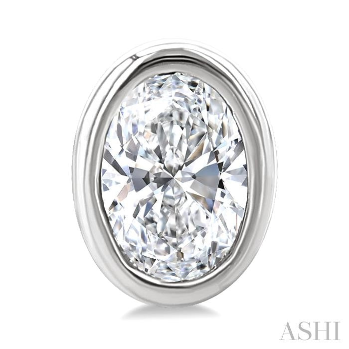 1/5 Ctw Petite Bezel Set Oval Cut Diamond Fashion Stud Earrings in 10K White Gold