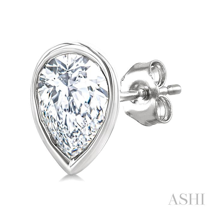 1/5 Ctw Petite Bezel Set Pear Cut Diamond Fashion Stud Earrings in 10K White Gold