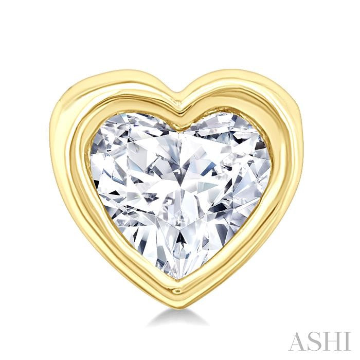 1/5 Ctw Petite Bezel Set Heart Shape Diamond Fashion Stud Earrings in 10K Yellow Gold