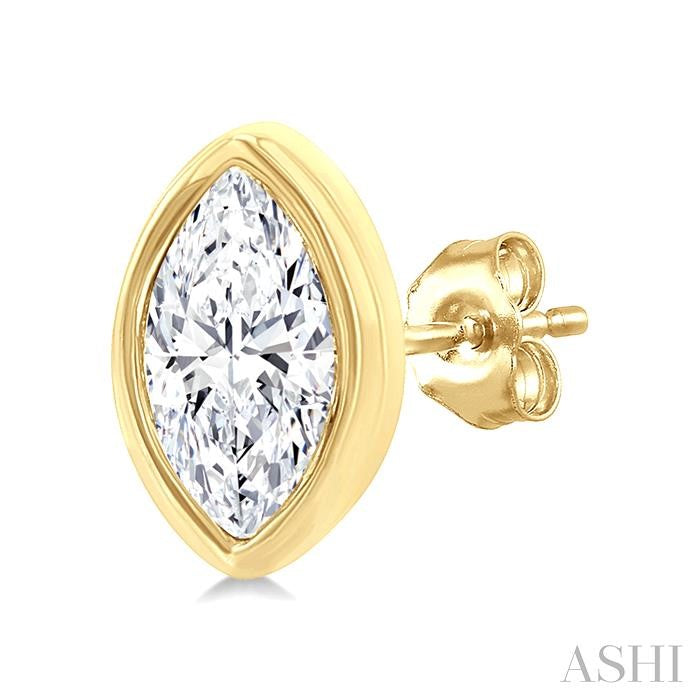 1/5 Ctw Petite Bezel Set Marquise Cut Diamond Fashion Stud Earrings in 10K Yellow Gold