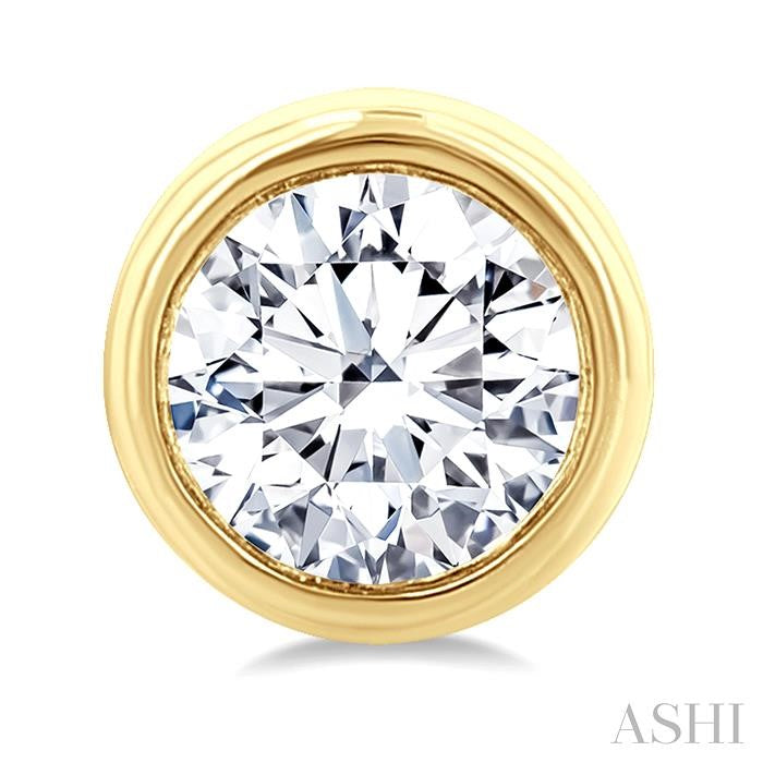 1/5 Ctw Petite Bezel Set Round Cut Diamond Fashion Stud Earrings in 10K Yellow Gold
