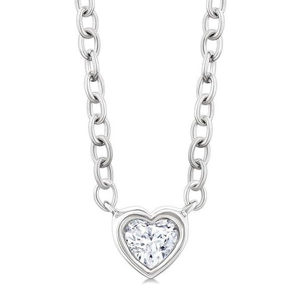 1/6 Ctw Petite Bezel Set Heart Shape Diamond Fashion Pendant With Chain in 10K White Gold