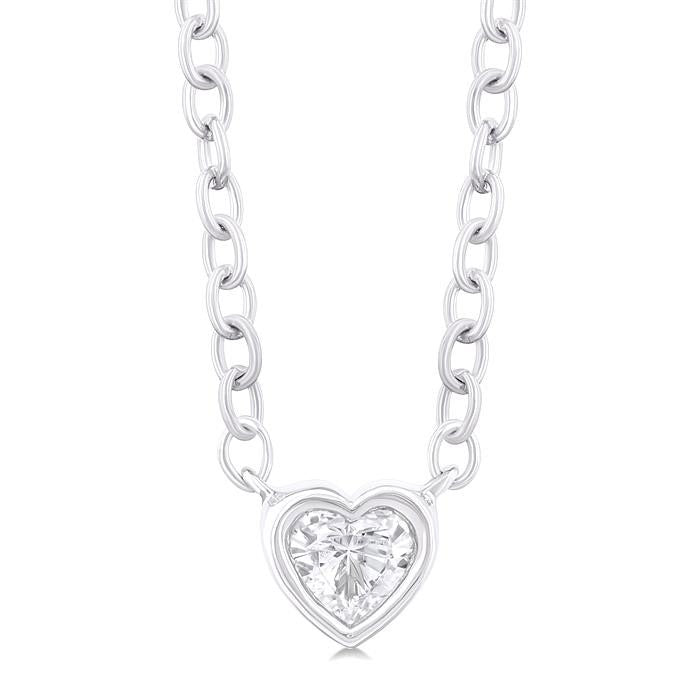 Eclipse Finesse Heart Shape Bezel Set Petite Diamond Fashion Pendant