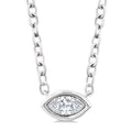 1/6 Ctw Petite East-West Bezel Set Marquise Cut Diamond Fashion Pendant With Chain in 10K White Gold