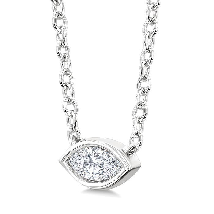 Minerva Harrier Marquise Shape East-West Bezel Set Petite Diamond Fashion Pendant