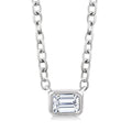 1/6 Ctw Petite East-West Bezel Set Emerald Cut Diamond Fashion Pendant With Chain in 10K White Gold