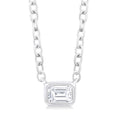 River Emerald Shape East-West Bezel Set Petite Diamond Fashion Pendant