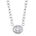1/6 Ctw Petite East-West Bezel Set Oval Cut Diamond Fashion Pendant With Chain in 10K White Gold