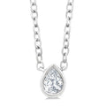 1/6 Ctw Petite Bezel Set Pear Cut Diamond Fashion Pendant With Chain in 10K White Gold