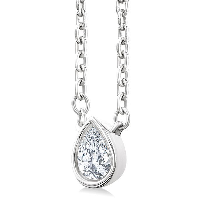 1/6 Ctw Petite Bezel Set Pear Cut Diamond Fashion Pendant With Chain in 10K White Gold