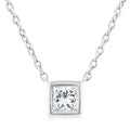 1/6 Ctw Petite Bezel Set Princess Cut Diamond Fashion Pendant With Chain in 10K White Gold