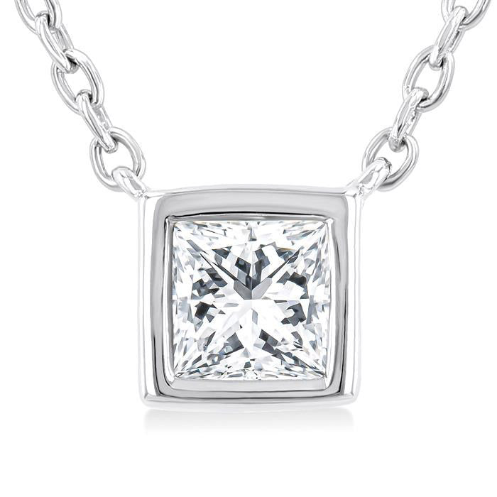Élan Hera Princess Shape Bezel Set Petite Diamond Fashion Pendant