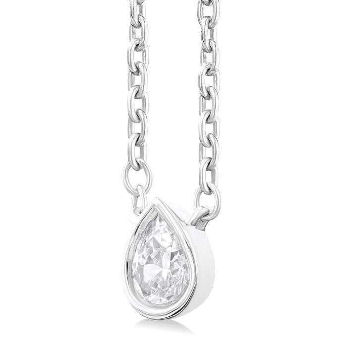 Yew Cascade Pear Shape Bezel Set Petite Diamond Fashion Pendant