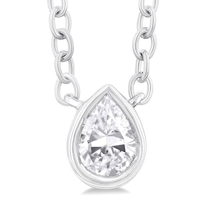 Yew Cascade Pear Shape Bezel Set Petite Diamond Fashion Pendant