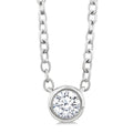 1/6 Ctw Petite Bezel Set Round Cut Diamond Fashion Pendant With Chain in 10K White Gold