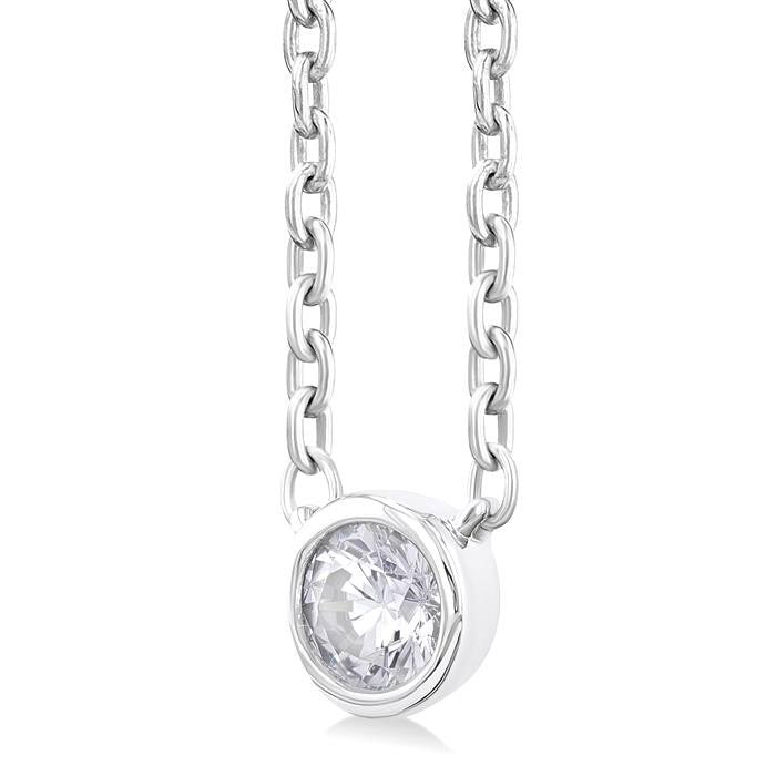 Aurora Celestia Round Shape Bezel Set Petite Diamond Fashion Pendant