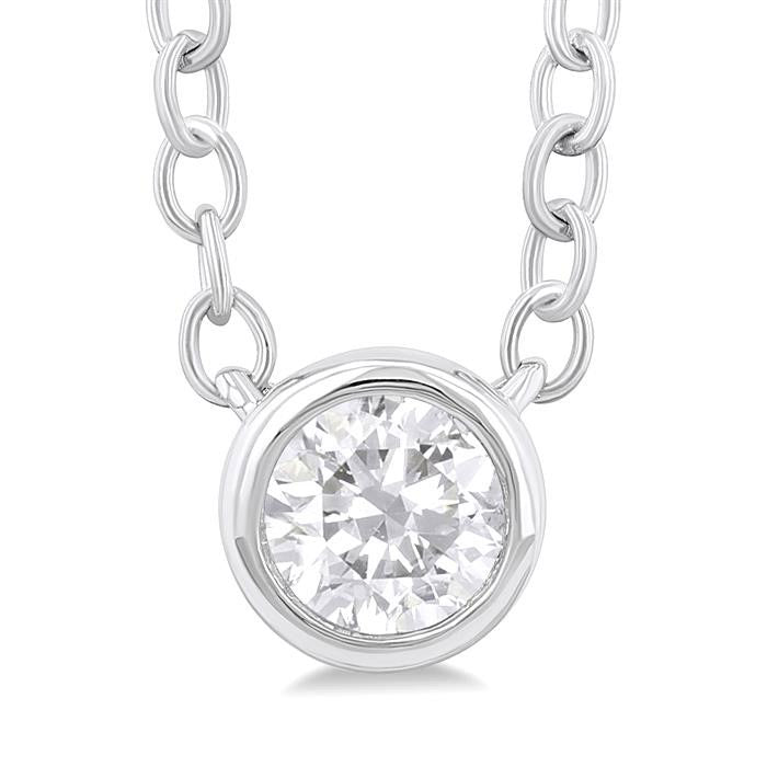Aurora Celestia Round Shape Bezel Set Petite Diamond Fashion Pendant