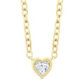 1/6 Ctw Petite Bezel Set Heart Shape Diamond Fashion Pendant With Chain in 10K Yellow Gold