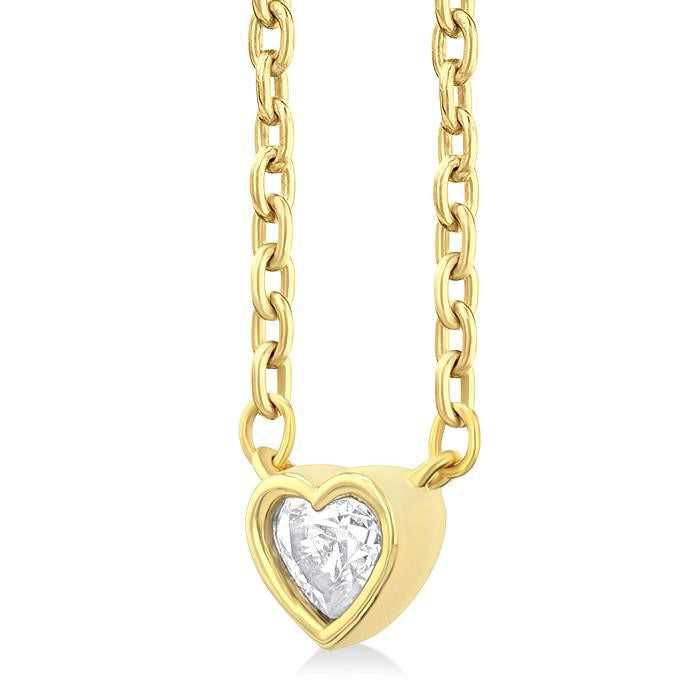 Evadne Saffron Heart Shape Bezel Set Petite Diamond Fashion Pendant