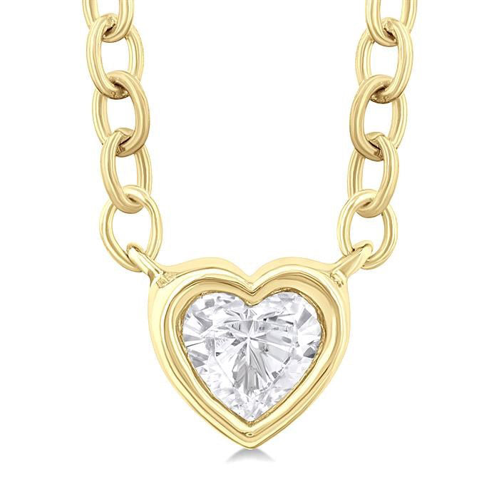 Evadne Saffron Heart Shape Bezel Set Petite Diamond Fashion Pendant