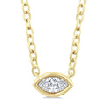 1/6 Ctw Petite East-West Bezel Set Marquise Cut Diamond Fashion Pendant With Chain in 10K Yellow Gold