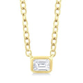 Heritage Evergreen Emerald Shape East-West Bezel Set Petite Diamond Fashion Pendant