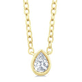 1/6 Ctw Petite Bezel Set Pear Cut Diamond Fashion Pendant With Chain in 10K Yellow Gold