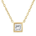 1/6 Ctw Petite Bezel Set Princess Cut Diamond Fashion Pendant With Chain in 10K Yellow Gold
