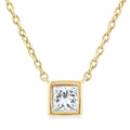 Luna Hera Princess Shape Bezel Set Petite Diamond Fashion Pendant