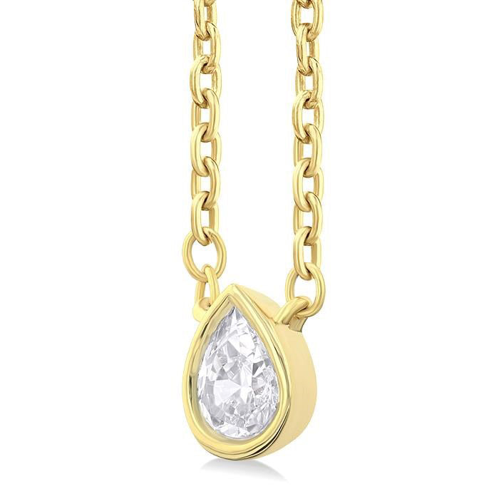 Juniper Saffron Pear Shape Bezel Set Petite Diamond Fashion Pendant