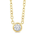 1/6 Ctw Petite Bezel Set Round Cut Diamond Fashion Pendant With Chain in 10K Yellow Gold