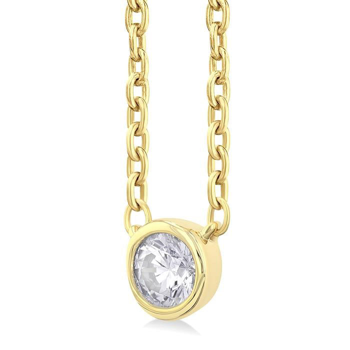 Symphony Harbor Round Shape Bezel Set Petite Diamond Fashion Pendant