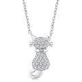 1/10 Ctw Cat Shape Petite Round Cut Diamond Fashion Pendant With Chain in 10K White Gold