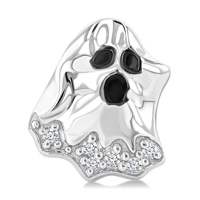 1/20 Ctw Petite Ghost Round Cut Diamond Fashion Earrings in 10K White Gold