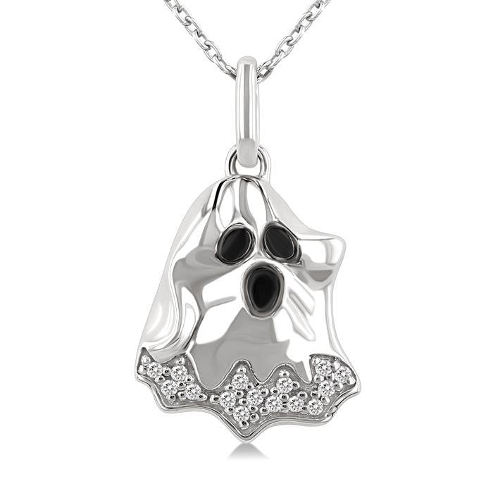 Noctiva Diamond Ghost Pendant in 10K White Gold