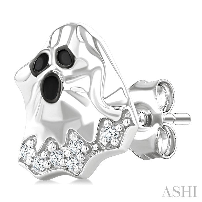 1/20 Ctw Petite Ghost Round Cut Diamond Fashion Earrings in 10K White Gold