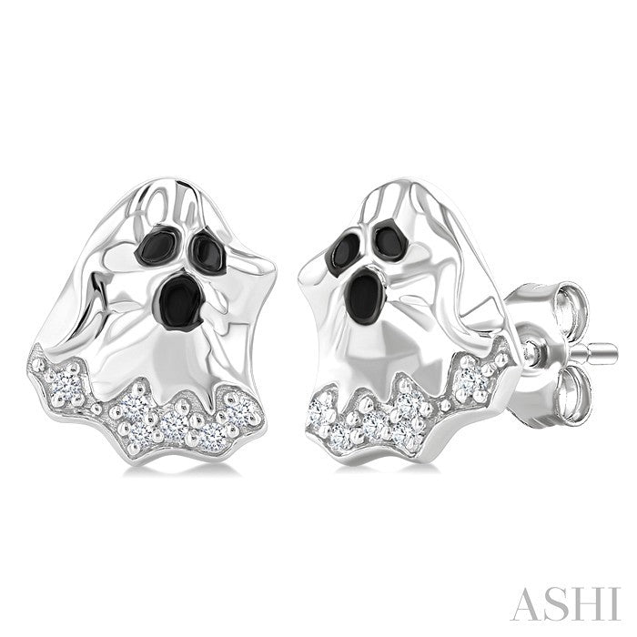1/20 Ctw Petite Ghost Round Cut Diamond Fashion Earrings in 10K White Gold