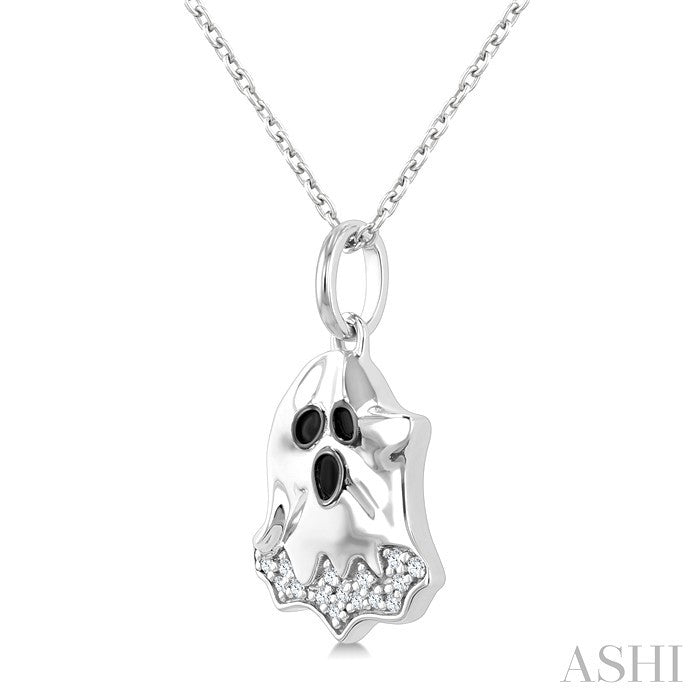 1/20 Ctw Petite Ghost Round Cut Diamond Pendant With Chain in 10K White Gold