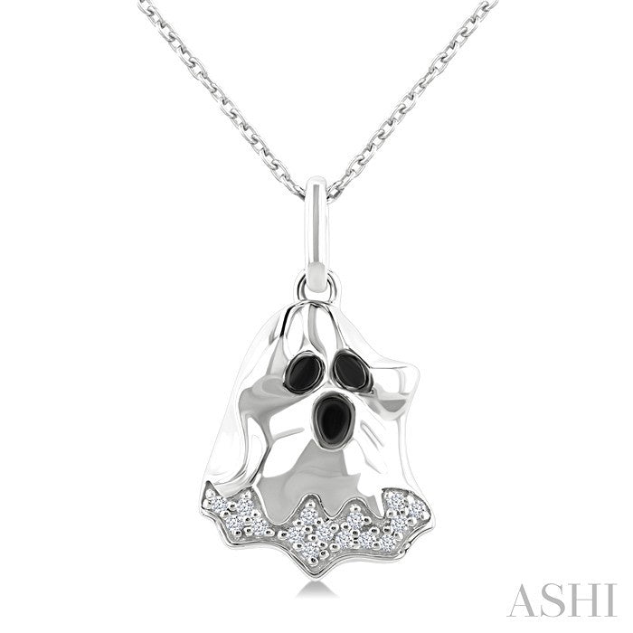 1/20 Ctw Petite Ghost Round Cut Diamond Pendant With Chain in 10K White Gold
