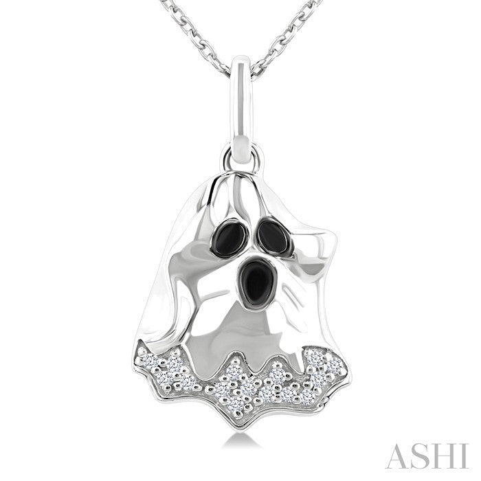 1/20 Ctw Petite Ghost Round Cut Diamond Pendant With Chain in 10K White Gold
