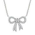 1/5 Ctw Bow Round Cut Diamond Petite Fashion Pendant With Chain in 10K White Gold